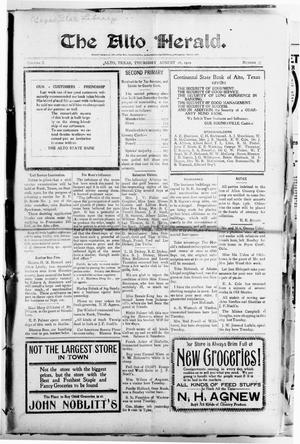 The Alto Herald (Alto, Tex.), Vol. 10, No. 37, Ed. 1 Thursday, August 18, 1910