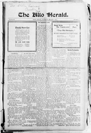 The Alto Herald (Alto, Tex.), Vol. 11, No. 13, Ed. 1 Thursday, March 2, 1911