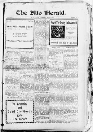 Primary view of object titled 'The Alto Herald (Alto, Tex.), Vol. 11, No. 18, Ed. 1 Thursday, April 6, 1911'.