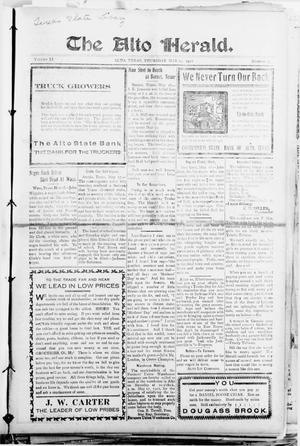 The Alto Herald (Alto, Tex.), Vol. 11, No. 25, Ed. 1 Thursday, May 25, 1911