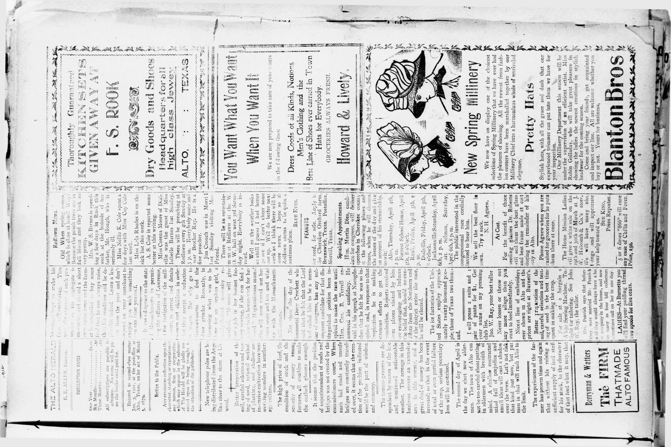 The Alto Herald (Alto, Tex.), Vol. 12, No. 13, Ed. 1 Thursday, March 14, 1912
                                                
                                                    [Sequence #]: 5 of 8
                                                