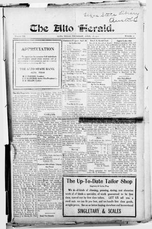 The Alto Herald (Alto, Tex.), Vol. 12, No. 21, Ed. 1 Thursday, April 18, 1912