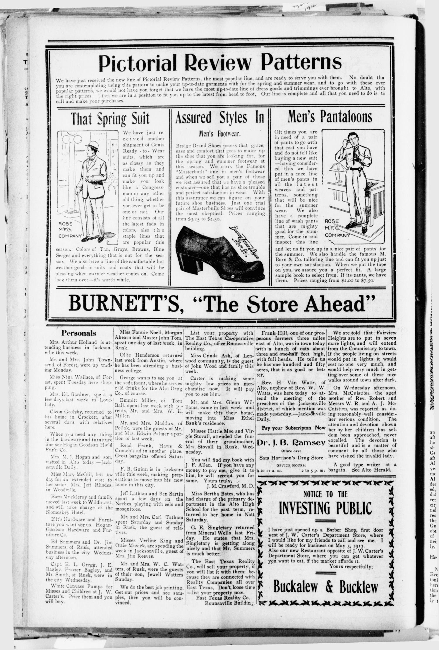 The Alto Herald (Alto, Tex.), Vol. 13, No. 21, Ed. 1 Thursday, May 8, 1913
                                                
                                                    [Sequence #]: 4 of 8
                                                
