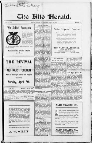 The Alto Herald (Alto, Tex.), Vol. 14, No. 14, Ed. 1 Thursday, March 26, 1914
