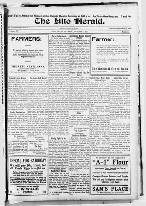 The Alto Herald (Alto, Tex.), Vol. 15, No. 42, Ed. 1 Thursday, October 7, 1915