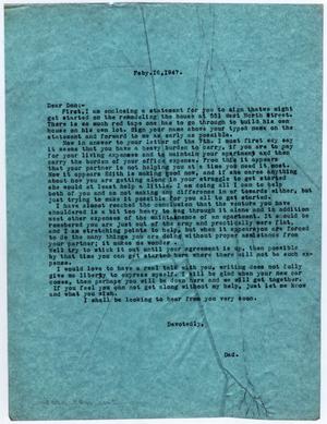 Primary view of object titled '[Letter from Dr. Edwin D. Moten to Don Moten, February 16, 1947]'.