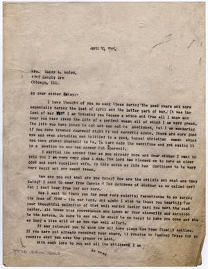 [Letter from Dr. Edwin D. Moten to Daisy M. Moten, April 30, 1946]