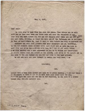 [Letter from Dr. Edwin D. Moten to Don Moten, December 9, 1945]