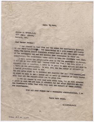 Primary view of object titled '[Letter from Dr. Edwin D. Moten to Dr. Dennis A. Bethea, September 30, 1943]'.