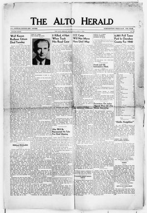 Primary view of object titled 'The Alto Herald (Alto, Tex.), Vol. 39, No. 48, Ed. 1 Thursday, April 4, 1940'.