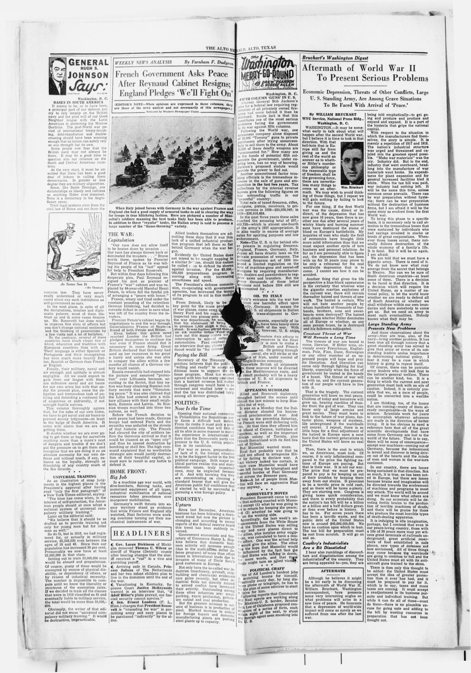The Alto Herald (Alto, Tex.), Vol. 40, No. 8, Ed. 1 Thursday, June 27, 1940
                                                
                                                    [Sequence #]: 6 of 8
                                                