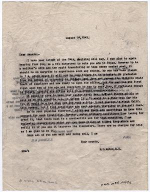 Primary view of object titled '[Letter from Dr. Edwin D. Moten to his cousin Amanda, August 26, 1943]'.