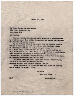 [Letter from Dr. Edwin D. Moten to Dr. Thomas Parran, August 22, 1943]