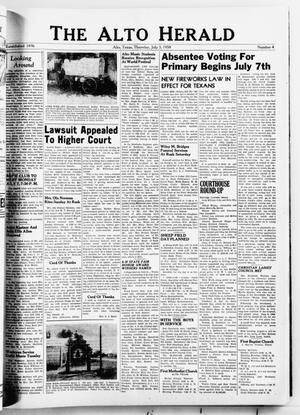 Primary view of object titled 'The Alto Herald (Alto, Tex.), No. 4, Ed. 1 Thursday, July 3, 1958'.