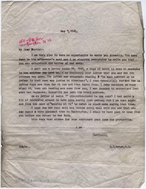 [Letter from Dr. Edwin D. Moten to Portia, May 7, 1940]