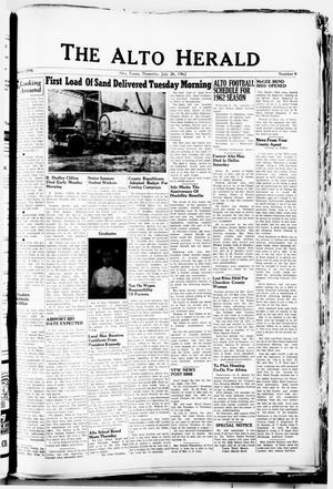 Primary view of object titled 'The Alto Herald (Alto, Tex.), No. 8, Ed. 1 Thursday, July 26, 1962'.
