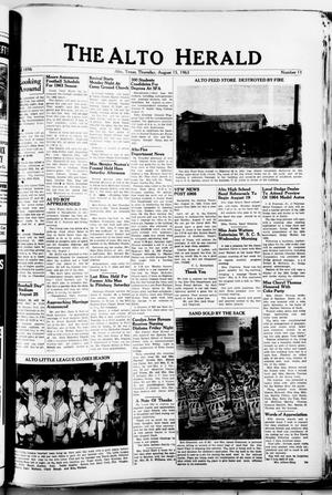 Primary view of object titled 'The Alto Herald (Alto, Tex.), No. 11, Ed. 1 Thursday, August 15, 1963'.
