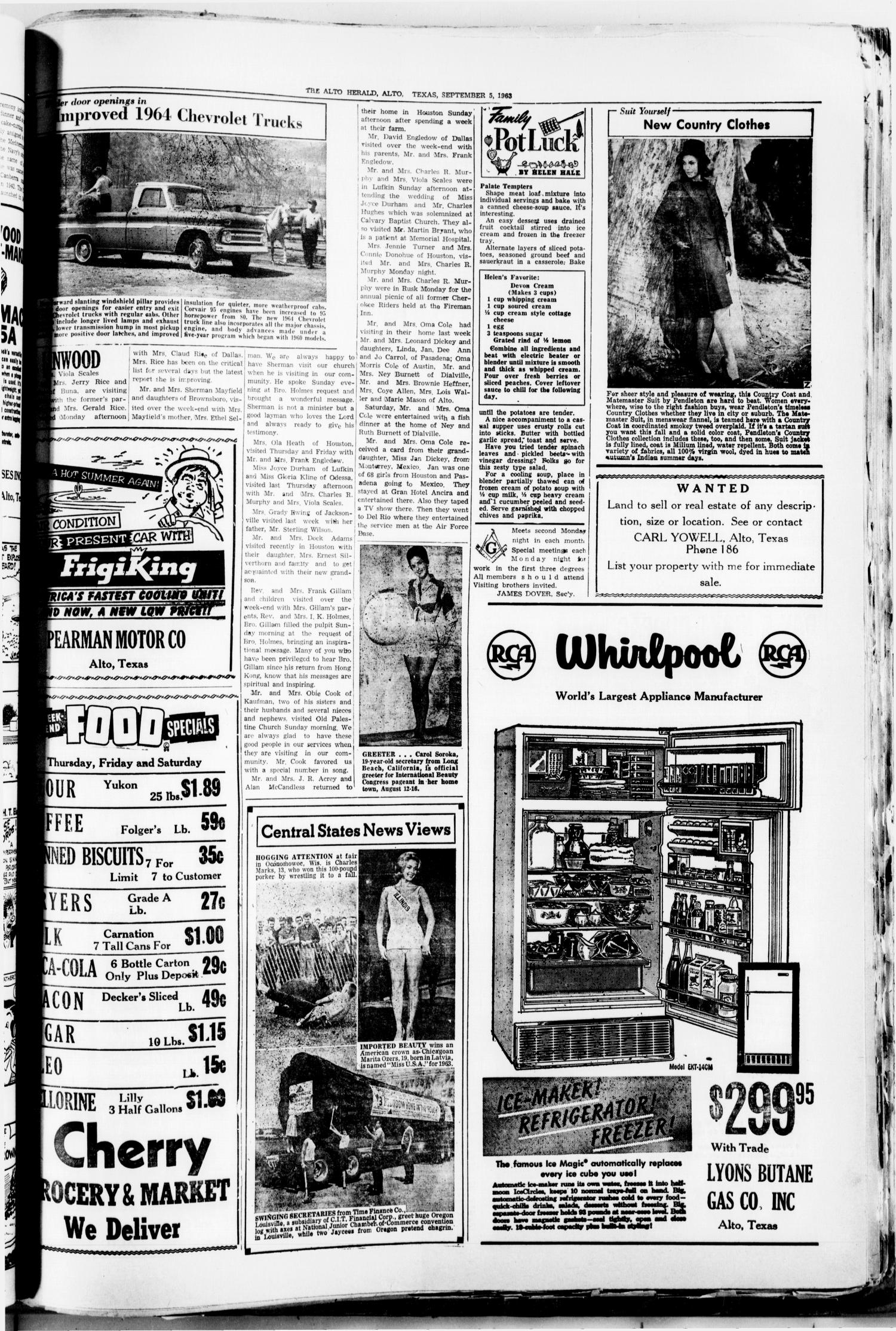 The Alto Herald (Alto, Tex.), No. 14, Ed. 1 Thursday, September 5, 1963
                                                
                                                    [Sequence #]: 3 of 8
                                                