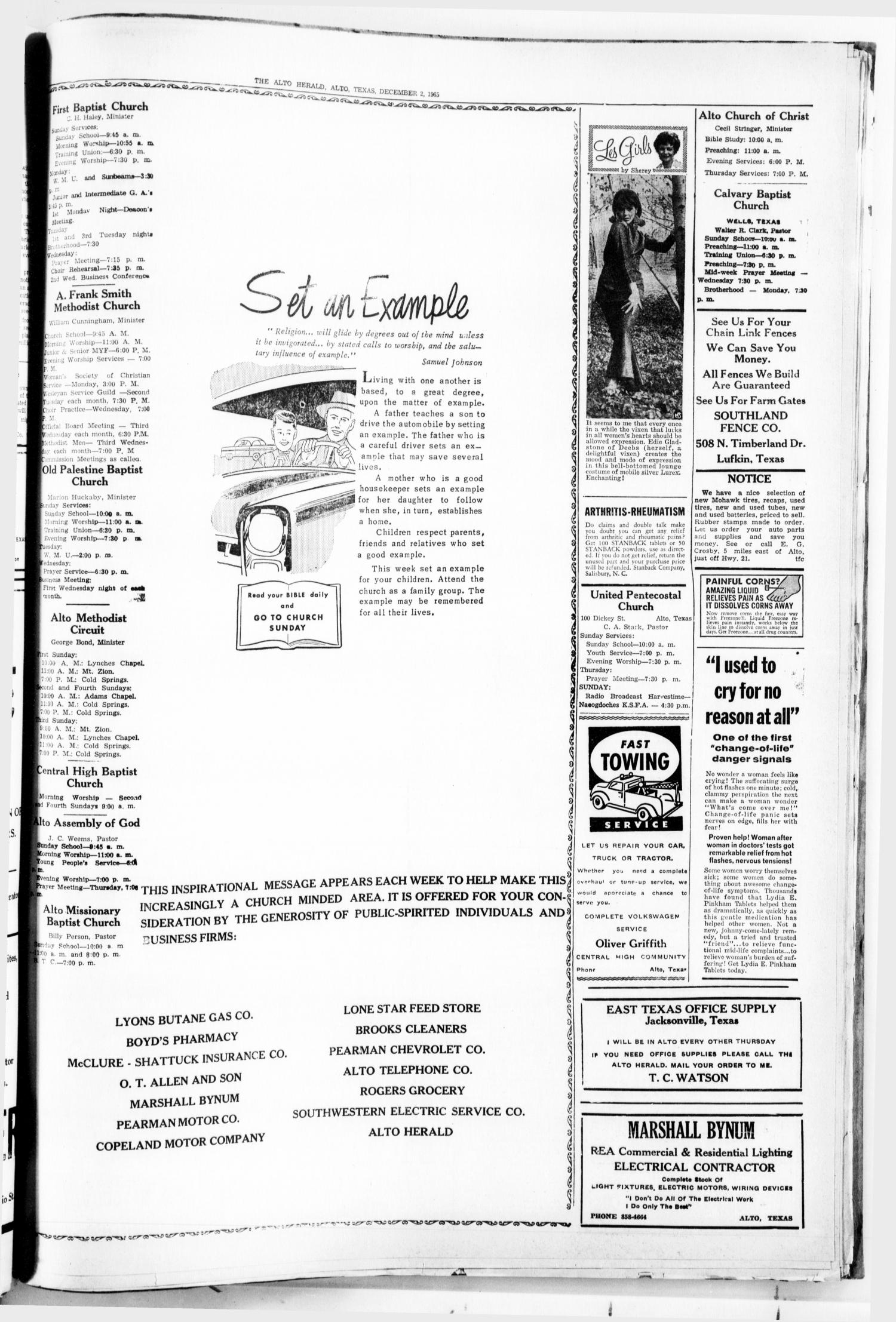 The Alto Herald (Alto, Tex.), No. 27, Ed. 1 Thursday, December 2, 1965
                                                
                                                    [Sequence #]: 5 of 8
                                                