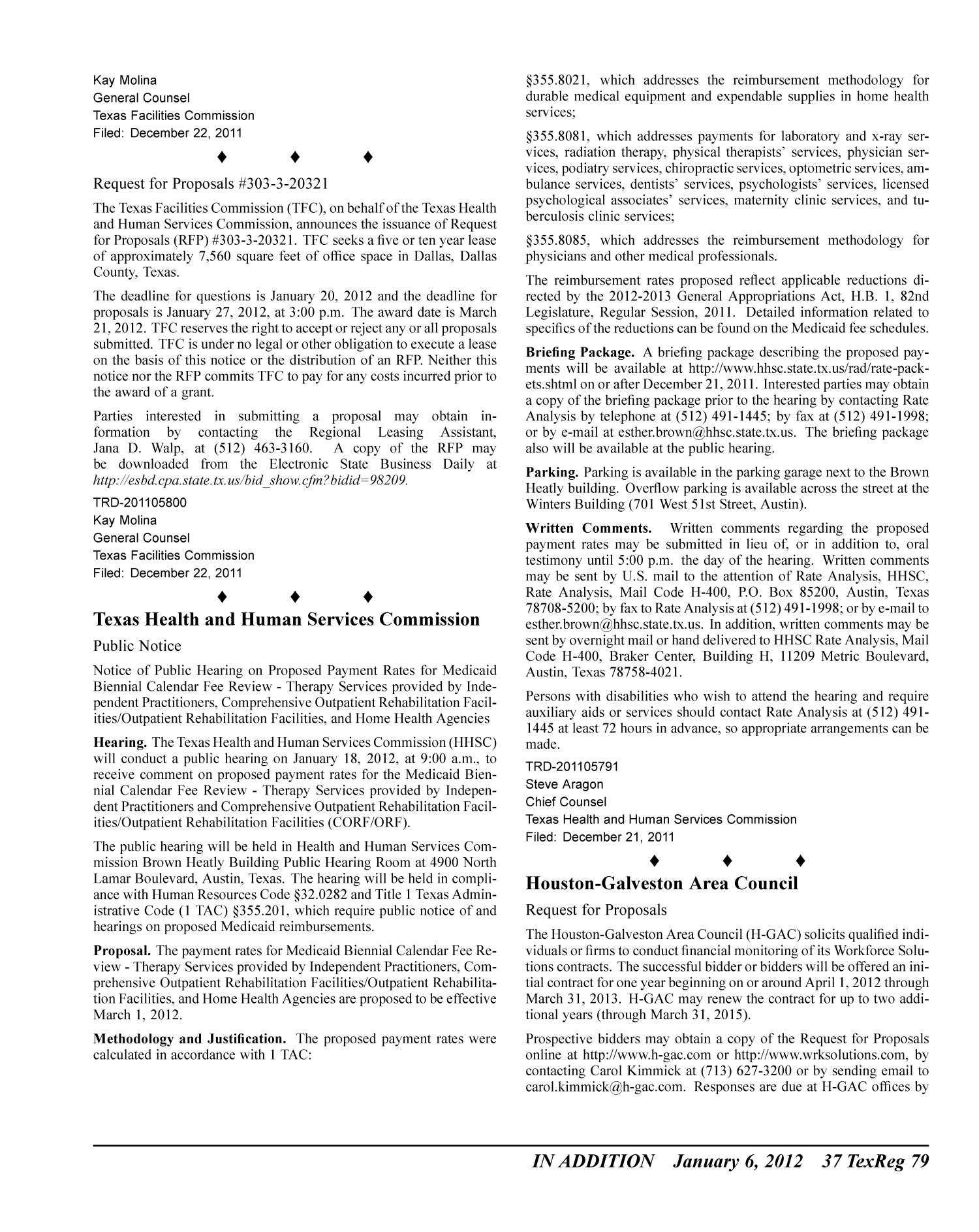 Texas Register, Volume 37, Number 1, Pages 1-84, January 6, 2012
                                                
                                                    79
                                                