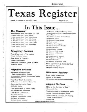 Texas Register, Volume 14, Number 2, Pages 89-144, January 6, 1989