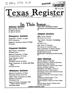 Texas Register, Volume 14, Number 15, Pages 961-1010, February 24, 1989