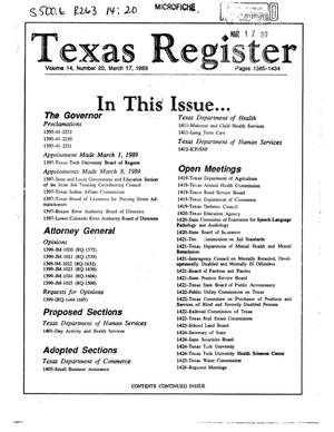 Texas Register, Volume 14, Number 20, Pages 1385-1434, March 17, 1989
