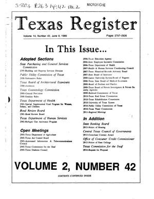 Texas Register, Volume 14, Number 42, Part II, Pages 2797-2926, June 9, 1989
