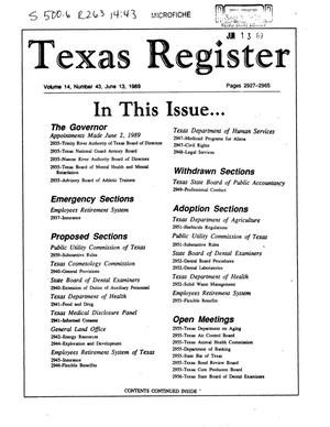 Texas Register, Volume 14, Number 43, Pages 2927-2965, June 13, 1989