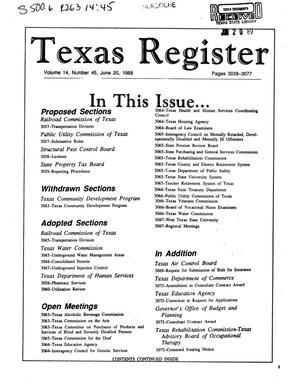 Texas Register, Volume 14, Number 45, Pages 3029-3077, June 20, 1989