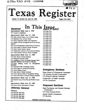 Primary view of object titled 'Texas Register, Volume 14, Number 48, Pages 3161-3225, June 30, 1989'.