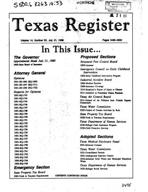 Texas Register, Volume 14, Number 53, Pages 3495-3552, July 21, 1989