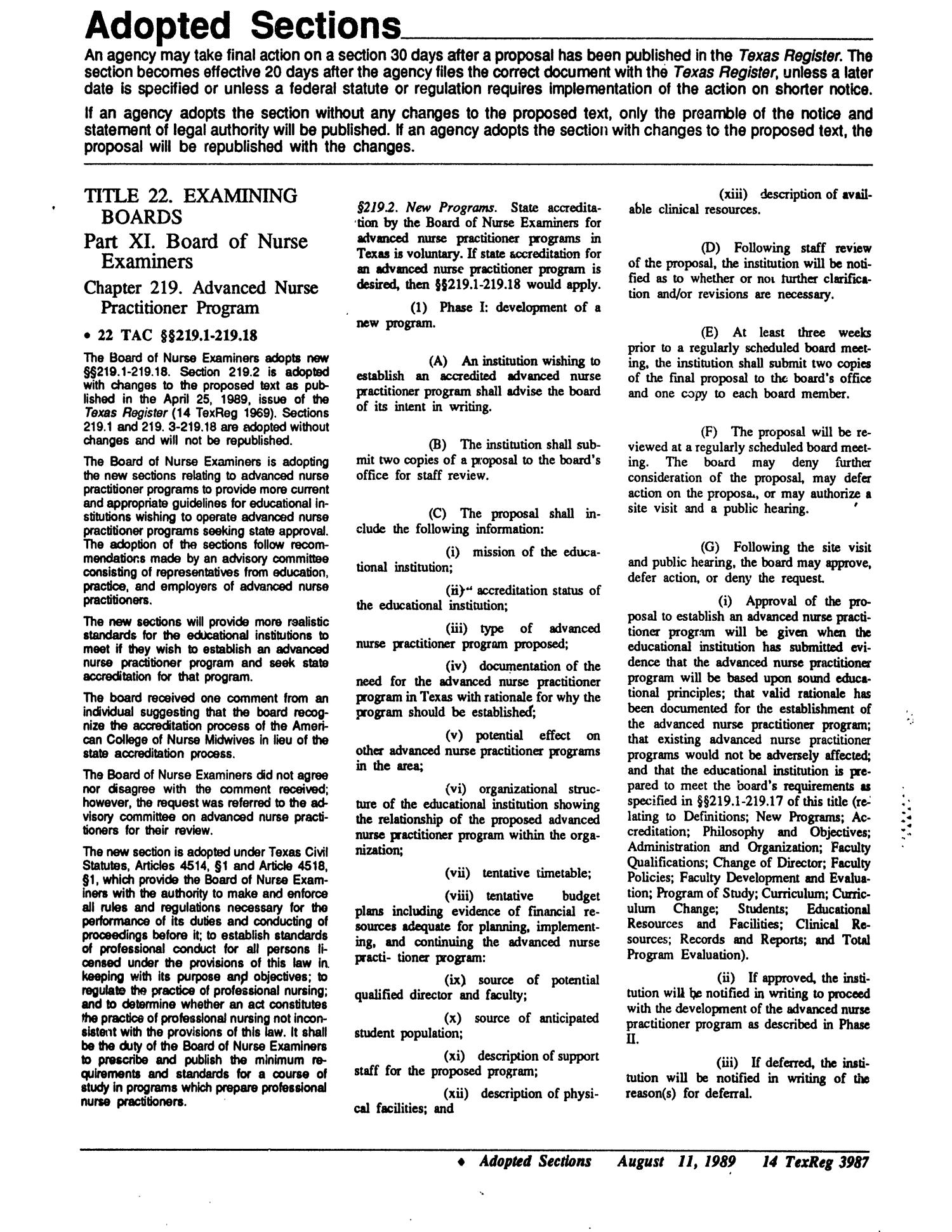 Texas Register, Volume 14, Number 58, Pages 3953-4016, August 11, 1989
                                                
                                                    3987
                                                