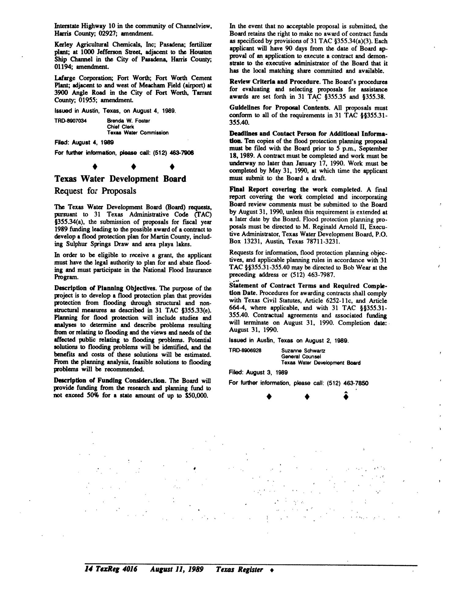 Texas Register, Volume 14, Number 58, Pages 3953-4016, August 11, 1989
                                                
                                                    4016
                                                