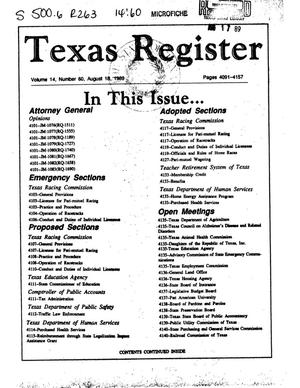 Texas Register, Volume 14, Number 60, Pages 4091-4157 , August 18, 1989
