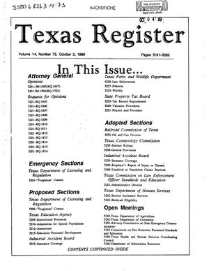 Texas Register, Volume 14, Number 73, Pages 5191-5282, October 3, 1989
