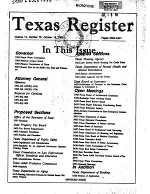 Texas Register, Volume 14, Number 75, Pages 5383-5451, October 10, 1989