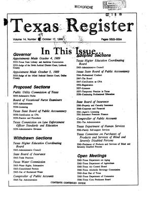 Primary view of object titled 'Texas Register, Volume 14, Number [77], Pages 5523-5584, October 17, 1989'.