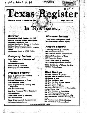 Texas Register, Volume 14, Number 79, Pages 5651-5705, October 24, 1989