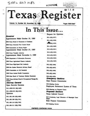 Primary view of object titled 'Texas Register, Volume 14, Number 83, Pages 5905-5967, November 10, 1989'.