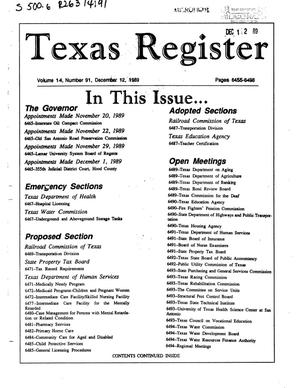 Texas Register, Volume 14, Number 91, Pages 6455-6498, December 12, 1989