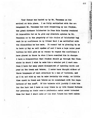 Primary view of object titled '[Transcript of letter from Moses Austin]'.