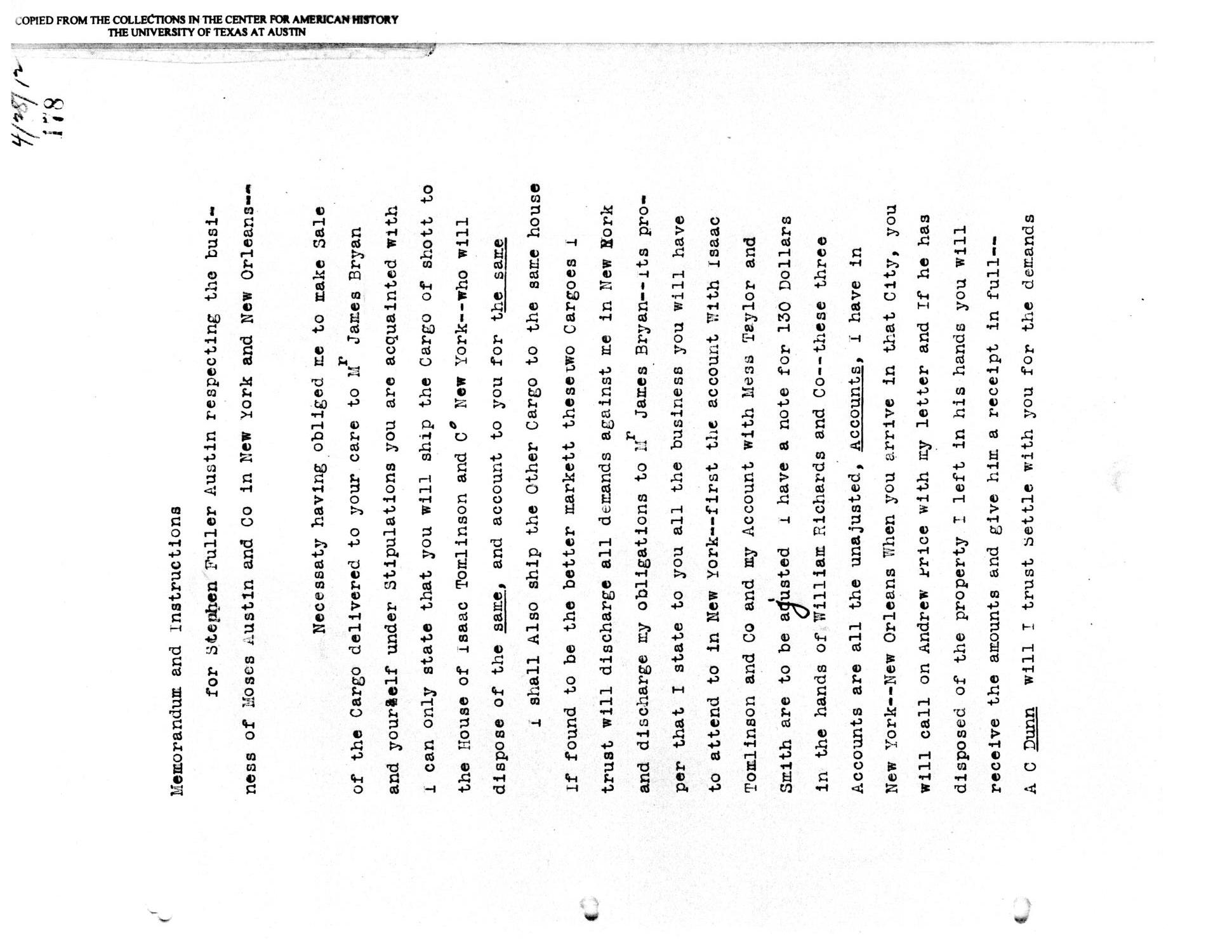 [Transcript of letter from Moses Austin to Stephen F. Austin, April 28, 1812]
                                                
                                                    [Sequence #]: 1 of 3
                                                