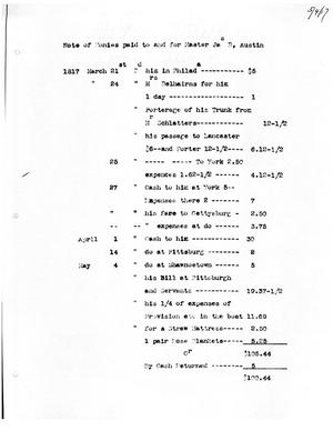 Primary view of [Transcript of List of Transactions Made by James Austin]