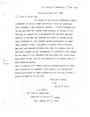 [Transcript of letter from [James Bryan] to John D. Cook, September 23, 1820]
