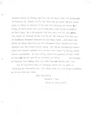 Primary view of [Transcript of agreement between James F. Perry and Barnard E. Bee, May 11, 1837]