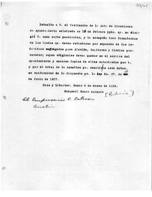 Primary view of [Transcript of Letter from Ramón Músquiz to Stephen F. Austin, March 6, 1828]