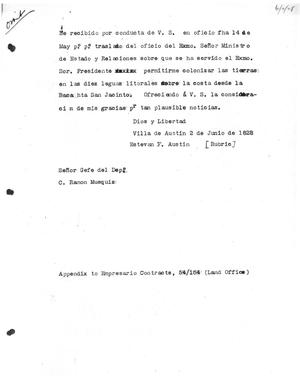 [Transcript of Letter from Stephen F. Austin to Ramón Músquiz, June 2, 1828]