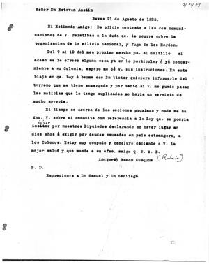 [Transcript of Letter from Ramón Músquiz to Stephen F. Austin, August 21, 1828]