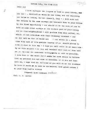 [Transcript of Letter from Byrd Lockhart to Stephen F. Austin, October 25, 1830]